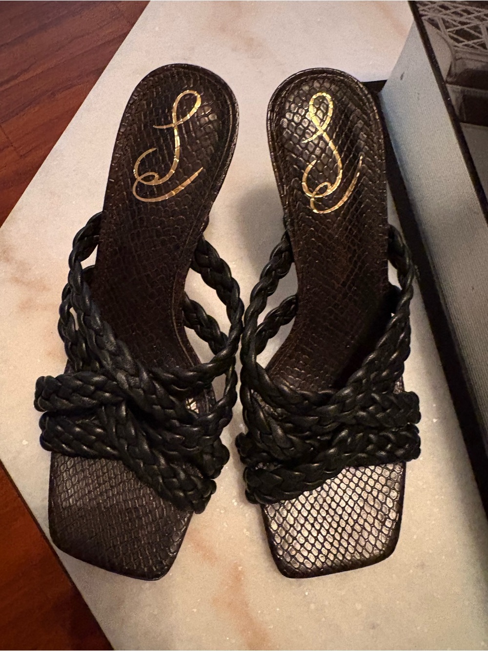 Sam Edelman Black Braided Strap Heeled Sandals